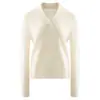 Nuevo Suéter de Punto de Cachemira para Mujer Otoño/Invierno 2026, Cuello Solapa Cruzado en V, Sencillo, Versátil, Capa Base Cálida