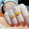 Anillos de Moneda con Forma de Corazón Chapados en Oro Populares en Tiktok, Varios Estilos, Anillos Ajustables para Mujer, Alta Retención del Color, Anillos con Carácter de Doble Felicidad, Venta al por Mayor