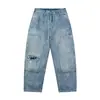 Yidao Vintage 2026 Primavera Nuevo Estilo Japonés de Moda Parche de Retazos Ropa de Trabajo Diseño Desgastado Jeans de Mezclilla Sueltos Lavados para Hombre