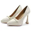 107-2 Salto Alto Fino Bico Fino Sexy para Mulheres Outono 2025 Novo Plataforma Impermeável Sapatos Não Cansativos para Mulheres