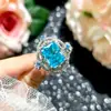 Estilo Palacio Brillante Radiante Corte Aguamarina Circonita Estrella Cúpula Grado Incrustado Traje de Tres Piezas de Alta Gama Regalo de Banquete