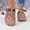 Sandalias de Talla Grande de Comercio Exterior Verano 2025 Nuevas Planas con Punta Estampada Sandalias de Estilo Étnico Bohemio para Mujer