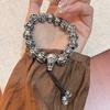 Pulsera antigua de plata de seis caracteres del Tíbet en Sánscrito para hombres y mujeres, pulsera de mano de cuentas redondas de loto retro, cuentas de Buda, accesorios de moda nacional literaria