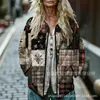 Sudadera de Algodón Acolchada para Mujer Estilo Nuevo 2025 Cuello Alto Floral Retro Rayas Otoño e Invierno Botones Sudadera para Mujer