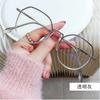 Gafas de estilo coreano, modernas, con montura poligonal lisa, estilo retro, planas, ligeras, estilo cibernético, para mujer, con el mismo estilo, para fotografía callejera, anti-luz azul.