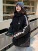 Chaqueta Negra Acolchada de Algodón para Mujer Invierno 2024 Nuevo Estilo Coreano Suelta Sencilla Estudiante Gruesa Acolchada Abrigo Trendy