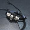 Ventas directas de fábrica Venta al por mayor de joyería europea y americana Pulsera de cuero vacuno para hombre con cuentas personalizadas de calavera Accesorios de venta caliente