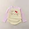 Camiseta de Manga Larga para Niños, Camiseta Básica de Manga Larga para Niñas, Ropa de Otoño para Niños, Moño Bordado para Bebé