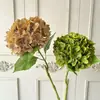 Flores de hortensia artificiales realistas estilo coreano con un toque de alta gama, flores artificiales realistas para decoración del hogar y la sala de estar, flores artificiales de calidad de exportación