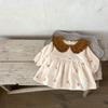Vestido de Algodón Puro Bordado con Solapa en Contraste Estilo Coreano para Niñas, Vestido Casual de Primavera y Otoño para Bebé y Niño Pequeño
