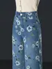 Pantalones Anchos Nuevos de Primavera y Otoño, Jeans de Pierna Recta, Versátiles y Elegantes, Adecuados para el Trabajo, Bordados, Reductores de Edad, Adelgazantes, Pantalones para Mujer de Tallas Grandes en Stock