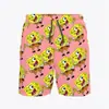 Novedad Pantalones Cortos de Flores para Hombre Bob Esponja Modernos Estampado Completo Pantalones Verano Retro Hawaianos Casuales Pantalones de Playa