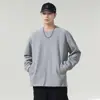 Moletom moderno e novinho com gola redonda, design de retalhos para primavera e outono, estiloso e simples, top casual versátil para homens