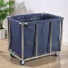 Carro de Lino para Habitación de Hotel de Acero Inoxidable Bolsa de Lino para Casa de Huéspedes Carro de Empuje de Lino Silencioso Engrosado Carro de Bocas para Limpieza Multifuncional