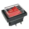 Interruptor Kcd4 Forma de Barco Cuatro Pines Dos Velocidades Rojo con Luz y Tapa Impermeable Interruptor Basculante Forma de Barco Contactos de Cobre/Plata