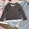 Camiseta base de primavera y otoño para bebé niña, estilo coreano de lunares y manga larga, top lindo y dulce para bebés