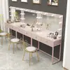 Tocador de lujo moderno tipo estudio con luces para salones de peluquería y belleza, tiendas de novias, escuelas de maquillaje y tocadores