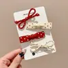 Pinza para el pelo Ankora con puntos de ola roja y lazo para mujer, clip lateral para flequillo o mechones rotos, pinza de pico de pato, pinza linda de una palabra