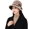 Chapéu de Pescador de Lã para Outono e Inverno para Mulheres, Estilo Coreano, Aba Larga, Quente, Chapéu Bucket Retrô Britânico, Chapéu Pequeno Versátil Casual