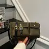 Bolsa Retro Fosca para Axila Feminina 2026 Mais Recente Marrom Melanin Bolso Duplo Bolsa Quadrada Pequena Bolsa de Ombro Único Transversal de Nicho