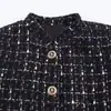 Blazer Feminino Elegante Estilo Europeu e Americano Transfronteiriço Z Nova Moda 2026 Textura Metálica Gola Alta 2293650