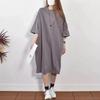Vestido tipo camiseta de manga corta reductor de edad de talla grande para mujer, nuevo vestido de verano holgado, sencillo, de longitud media, por encima de la rodilla, informal, falda larga