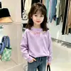 Camiseta de Manga Larga de Algodón Puro para Niñas para Primavera y Otoño, Top Base Elegante de Dibujos Animados para Niñas, Nuevo Top Infantil de Otoño 2026