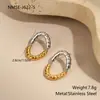 Colar de Aço Inoxidável Europeu e Americano Estilo Ins Moderno com Banho de Ouro 18K e Pulseira com Corrente Combinando Prata Joias Brincos