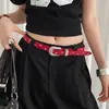 Cinturón Vintage de Trabajo Pesado con Tachuelas de Estrella para Mujer, Cinturón de Cuero de Doble Capa Hueco de Gama Alta Combinado con Jeans, Accesorio Tejido de Moda