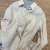 ¡Muy recomendable! Camisa de lino color albaricoque estilo "old money" para mujer, nueva colección de otoño, camisa casual de manga larga relajada y cómoda