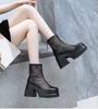 Botas Huecas Estilo Martin para Mujer 2025 Nuevas de Verano Malla Transpirable Delgada Botas de Tacón Grueso de 10 cm Sandalias para Mujer que Aumentan la Altura