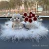 Adornos para el Interior del Coche, Adornos para Coche con Cabeza Oscilante, Perro Teddy de Pedrería, Gato de la Suerte para Coche, Conductora Independiente Transfronterizo