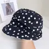 Chapéu de pescador com bolinhas da moda para mulheres, versátil para o verão, faz o rosto parecer menor, fino, respirável, protetor solar e chapéu de tecido com proteção solar