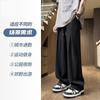 Pantalones de seda fría de verano para hombre, pantalones finos, casuales, de pierna recta, holgados y anchos.