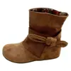 Botines estilo francés con lazo para mujer, nuevo modelo de verano 2026, punta redonda, con vuelta, suela gruesa, botines de moda, versátiles, de ajuste ceñido