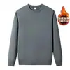 Sudadera cálida de otoño e invierno con forro polar grueso de comercio exterior, camiseta de cuello redondo sin capucha, top de forro polar, camiseta básica, ropa de manga larga para hombre