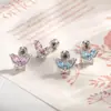 Nuevo Diseño de Nicho Hensen Micro-Pavimentado Circonita Azul Marino Claro Mariposa Fresco Lujo Accesible Perforación de Cartílago Hueso de la Oreja Clavo