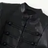 ZA AliExpress el más vendido comercio exterior transfronterizo estilo europeo y americano ropa de mujer diseño de botones versátil retro cuello alto chaqueta de cuero