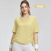 Talla grande Blusa Deportiva para Mujer Fitness Holgada Transpirable Ropa de Yoga Top Cordón Favorecedora chica gordita Camiseta de manga corta