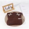 Gorro de lana con lazo y perla para mujer, para otoño e invierno, grueso, combinable con todo, con protección para los oídos, gorro de punto pequeño con cabeza grande y cara ancha.