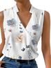 2023 Comércio Exterior Transfronteiriço Novo Pulôver Casual Feminino com Decote em V Regular Estampa Digital Camiseta Feminina Colete