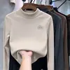 Camada Base Feminina Primavera e Outono 2026 Novo Estilo DeRong Gola Meio Alta Roupa Íntima Infantil Camiseta de Manga Longa Top para Bebê Menina
