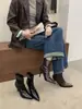 Botines de Cuero para Mujer 2026, Punta Fina, Tacón de Aguja Alto, Nuevo Modelo Otoño/Invierno, Cierre Trasero, Botines Ajustados Elásticos, Botines Retro Forrados de Felpa