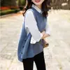 Colete feminino de cor sólida estilo coreano, versátil, para Primavera e Outono, novo, corte slim, emagrecedor, gola redonda, sem mangas, suéter