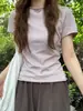 Camiseta de Verano para Mujer con Estampado de Copos de Nieve, Algodón Delgado, Transparente, Manga Corta, Estilo Ins, para el Trabajo, Dobladillo Enrollado, Cuello Redondo, Casual, Adelgazante, Estilo Básico