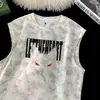 Colete sem mangas Tie-Dye Estilo Americano para Homens, Novo Modelo de Verão, Marca Tendência, Regata Simples, Estampa Casual Solta Tendência