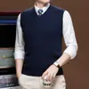 Chaleco de punto para hombre, camiseta básica para hombre, tejido sin mangas de cuello en V ajustado para negocios, chaleco para hombre, suministro directo de fábrica