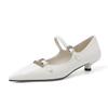 3 Cores Muito Combinando Elegante Salto Gatinho Elegante e Sexy Couro Mary Jane Primavera 2024 Salto Médio Fino Bico Fino Sapatos de Couro
