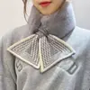Bufanda de lana tejida de felpa con costuras cruzadas para mujer, cuello cálido de invierno, protección para el cuello de estudiante con estilo coreano