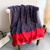 Lenço de Algodão e Linho Estampado em Blocos de Cor de Gaze Estilo Parisiense, Nicho Artístico Transfronteiriço Coreano e Japonês, Xale Fino Estilo Étnico para Viagem